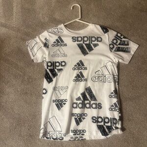 Adidas Classic White Tee with Black Logo boys large